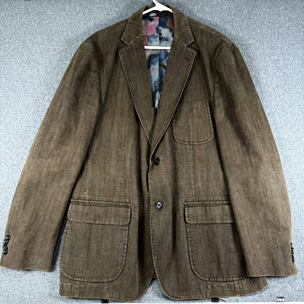 Kroon Mens Brown Sport Coat Blazer 2 Button Patch Pockets Casual Jacket 40R